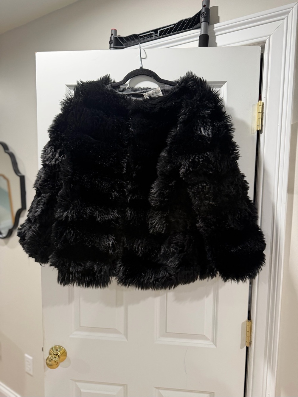 Black Faux Fur Cape Jacket - Luxe Cozy Outerwear